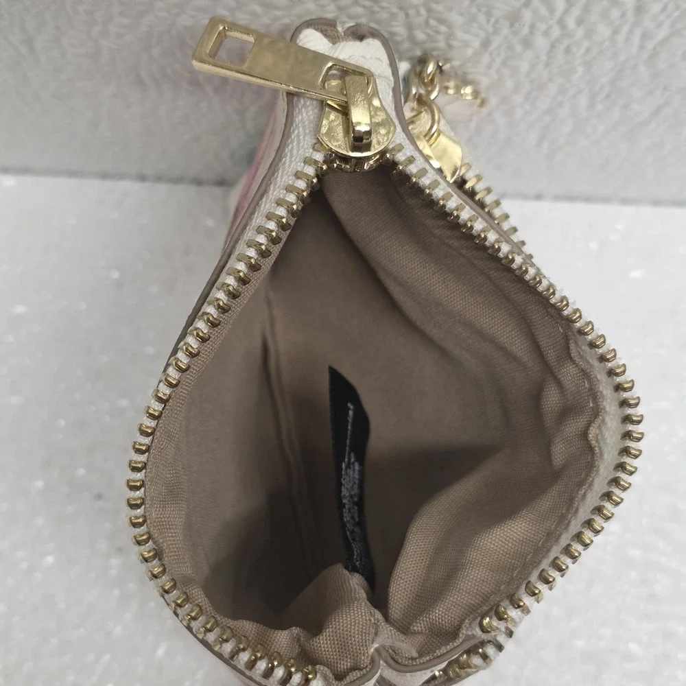 Nanette Lepore White Pink Floral Zip Change Purse Wallet
